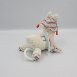Doudou musical lama blanc rose bleu Mila SAUTHON