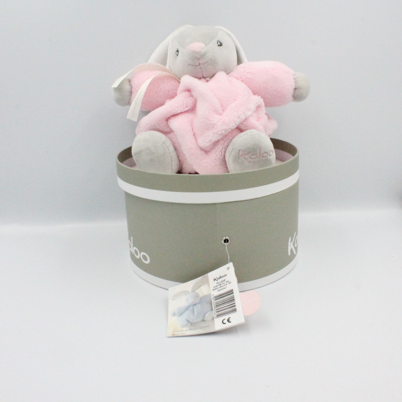 Doudou lapin plume gris rose KALOO