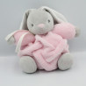 Doudou lapin plume gris rose KALOO