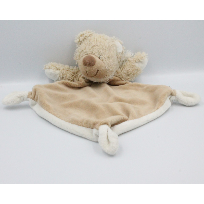 Doudou plat ours beige blanc TEX BABY