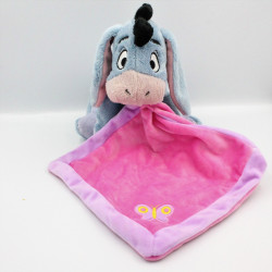 Doudou Bourriquet avec mouchoir rose mauve papillon DISNEY