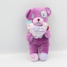 Doudou ours rose mauve poule POMMETTE