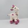 Doudou Girafe blanche rose gris vert fleur Arthur et Lola LOT DE 2