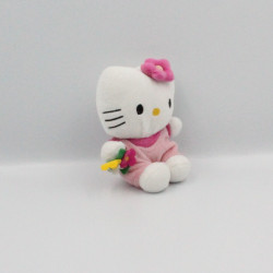 Doudou chat HELLO KITTY rose fleurs SANRIO LICENSE