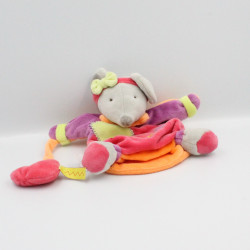 Doudou et compagnie marionnette souris Zigzag gris rose violet orange