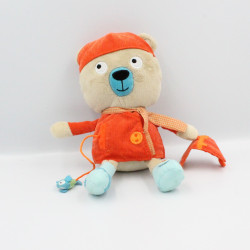 Doudou ours beige orange poisson OXYBUL FNAC EVEIL