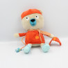 Doudou ours beige orange poisson OXYBUL FNAC EVEIL