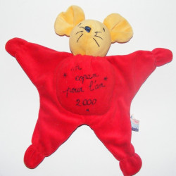 Doudou semi plat souris rouge SUCRE D'ORGE