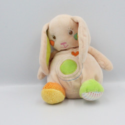 Doudou lapin beige vert orange jaune coeur BABY AUCHAN