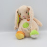 Doudou lapin beige vert orange jaune coeur BABY AUCHAN