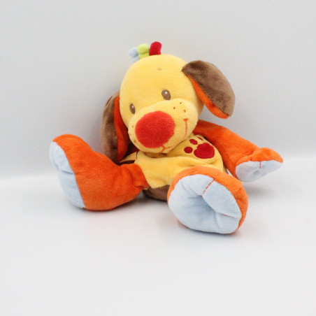 Doudou chien jaune orange bleu marron NATTOU