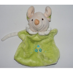 Doudou marionnette souris verte avec bébé PLAYKIDS