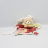 Doudou et compagnie plat ours arlequin bordeaux rose mouchoir