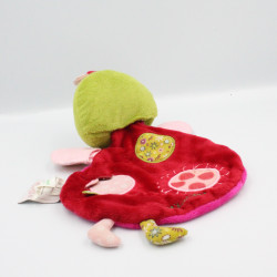 Doudou plat papillon coccinelle rose bordeaux vert fleurs Liz LILLIPUTIENS LOT DE 2