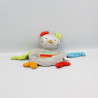 Doudou plat chouette hibou gris vert bleu rouge orange BABY CLUB