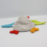 Doudou plat chouette hibou gris vert bleu rouge orange BABY CLUB