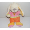 Doudou lapin rose orange coeur brodé NICOTOY