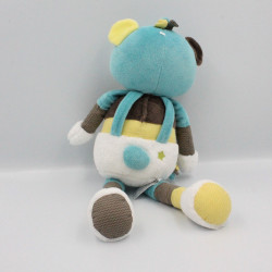 Doudou ours Paddy bleu marron blanc jaune SAUTHON 40 cm