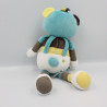 Doudou ours Paddy bleu marron blanc jaune SAUTHON 40 cm