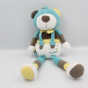 Doudou ours Paddy bleu marron blanc jaune SAUTHON