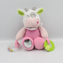 Doudou vache rose blanche pois hochet MOTS D'ENFANTS