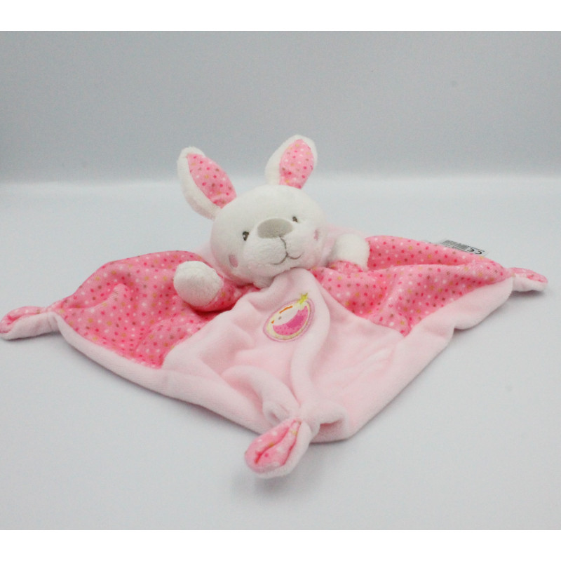 Doudou plat lapin rose pois oiseau MOTS D'ENFANTS