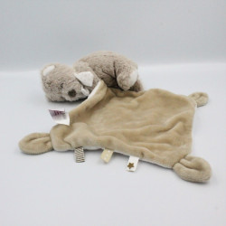 Doudou ours beige blanc étoiles mouchoir POMMETTE LOT DE 2