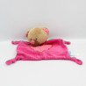 Doudou plat ours beige rose coeur LIEF