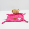 Doudou plat ours beige rose coeur LIEF