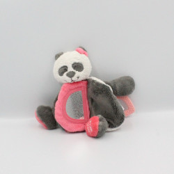 Doudou panda gris blanc rose Louis et Scott miroir NOUKIE'S