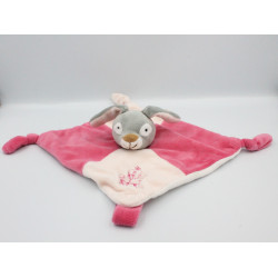 Doudou plat lapin gris rose blanc RODA