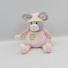 Doudou musical souris grise rose feuille GIPSY