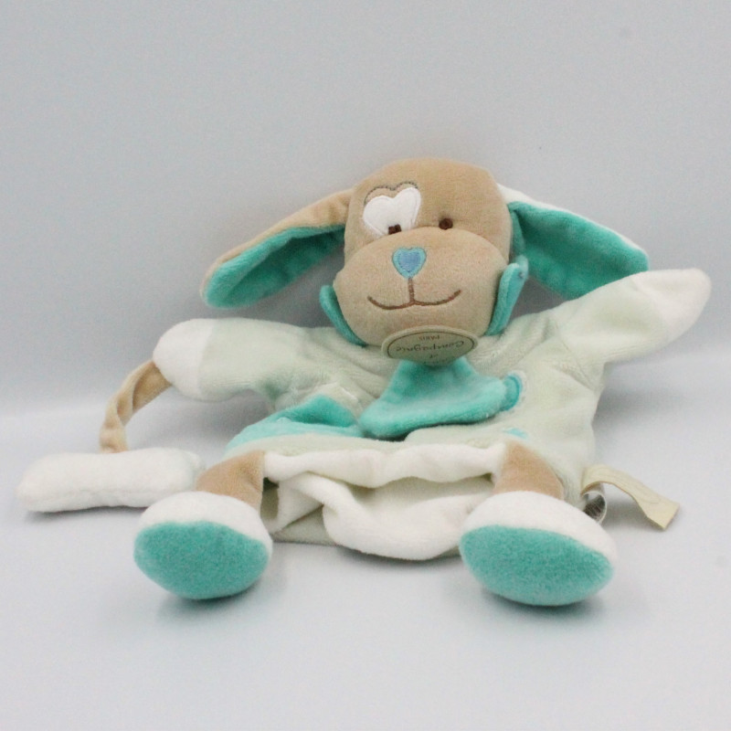 Doudou et compagnie marionnette chien bleu avec os