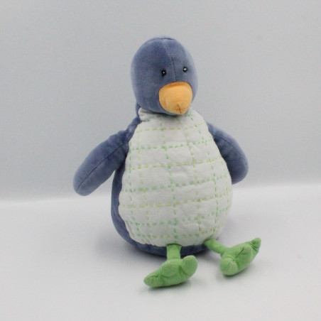 Doudou pingouin bleu vert JACADI