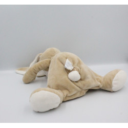 Doudou musical lapin beige blanc avec mouchoir OBAIBI