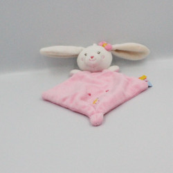 Doudou plat lapin rose blanc papillon SUCRE D'ORGE