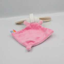 Doudou plat lapin rose blanc papillon SUCRE D'ORGE