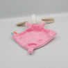 Doudou plat lapin rose blanc papillon SUCRE D'ORGE