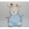 Doudou plat lapin rayé bleu attache tétine NICOTOY