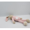 Doudou Lapin beige carreaux rose KLORANE