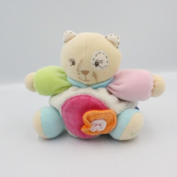 Doudou chat blanc rose vert bleu orange KALOO