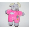 Doudou plat souris jaune vert rose bleu nuage GIPSY