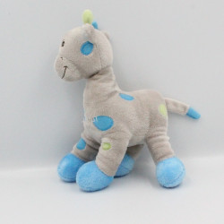 Doudou Girafe gris bleu vert fleur Arthur et Lola