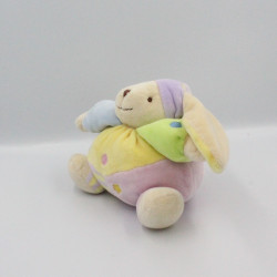 Doudou lapin boule jaune mauve vert bonnet CMP