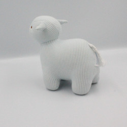 Doudou agneau mouton bleu blanc rayé TROUSSELIER