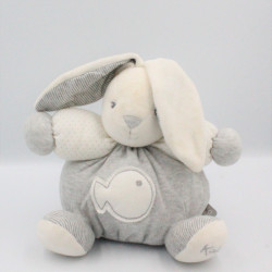 Doudou lapin gris blanc rayé poisson KALOO