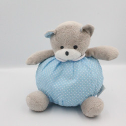 Doudou ours boule bleu pois Musti de MUSTELA