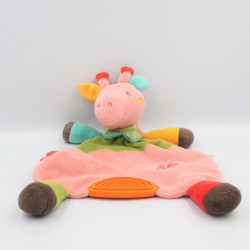 Doudou plat girafe rose vert rouge orange BABYSUN