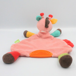 Doudou plat girafe rose vert rouge orange BABYSUN
