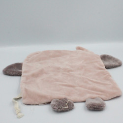 Doudou plat hibou chouette rose pois DPAM